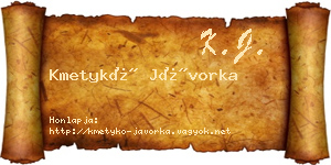 Kmetykó Jávorka névjegykártya